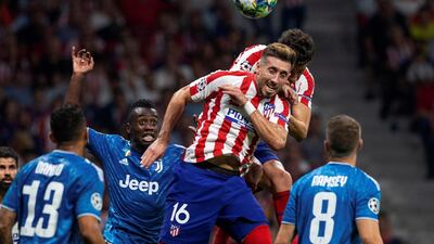Atletico midfielder Hector Herrera scores with a header to make it 2-2. EPA