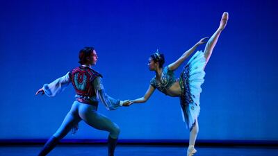 Dancers from the English National Ballet rehearse, as the country prepares to reopen, inside the Royal Festival Hall in London. Reuters