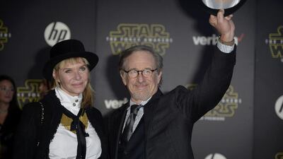 Director Steven Spielberg and his wife, actress Kate Capshaw, arrive at the premiere of Star Wars: The Force Awakens. Kevork Djansezian / Reuters