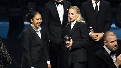 Lauren James, left, and Alex Greenwood, members of the Fifpro Women's World XI. Getty
