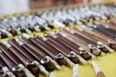 Medwakh pipes for sale in Abu Dhabi. Ryan Carter / The National