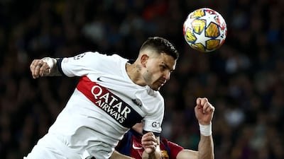 French defender enjoyed real physical battle with Lewadowski and played well alongside Marquinhos at centre of PSG defence. AFP
