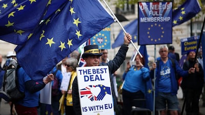 Anti-Brexit demonstrations on the sidelines of a UK-EU summit in London last year. AFP