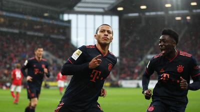 Thiago Alcantara celebrates after scoring. Getty