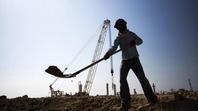 An Iranian man works at the phase 19 of the South Pars gasfield facilities near the southern town of Kangan on the shore of the Arabian Gulf. AFP