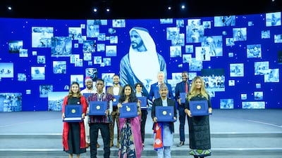 Previous winners of the Zayed Sustainability Prize. The 2026 prize pool is to be shared among the winners of six categories. Photo: Zayed Sustainability Prize
