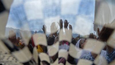 Muslims pray at Kashmir’s main Hazratbal Shrine in Srinagar. Tauseef Mustafa / AFP Photo