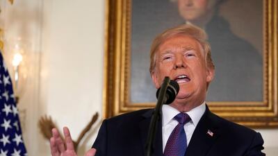 US President Donald Trump makes a statement about Syria at the White House in Washington. Yuri Gripas/ Reuters