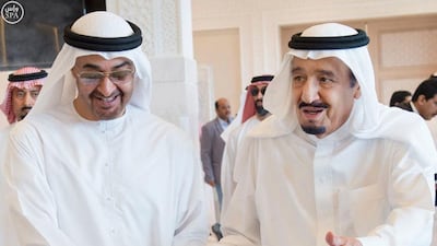 King Salman Al Saud of Saudi Arabia welcomes Sheikh Mohammed bin Zayed, Crown Prince of Abu Dhabi and Deputy Supreme Commander of the Armed Forces, at his residence in Tangier. Wam