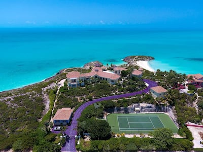 Late musician Prince's Caribbean home has a long driveway painted in royal purple. Courtesy TopTenRealEstateDeals.com