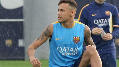 Neymar shown at Barcelona's training session on Saturday at the team's Joan Gamper complex ahead of their La Liga season opener against Athletic Bilbao. Toni Garriga / EPA / August 22, 2015