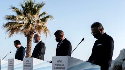 The meeting addressed the importance of reinforcing prospects for peace and stability in the East Mediterranean and enhancing co-operation between the four countries in investment, tourism and economic fields, reported Wam, the Emirates News Agency. EPA