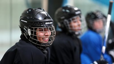 Fatima Al Ali with the Abu Dhabi Storms practices at the Abu Dhabi Ice Rink in Abu Dhabi on February 1, 2014. Christopher Pike / The National