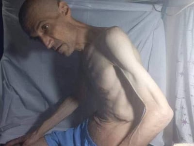 Imprisoned Iranian activist, Farhad Meysami, who is reported to have gone on a hunger strike, is seen at Rajai Shahr prison in Karaj, Iran. Reuters