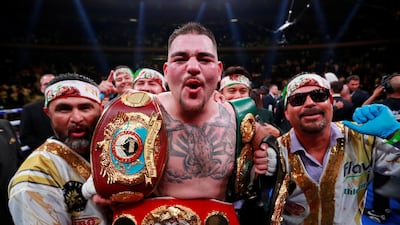 Andy Ruiz Jr celebrates after the fight. Reuters