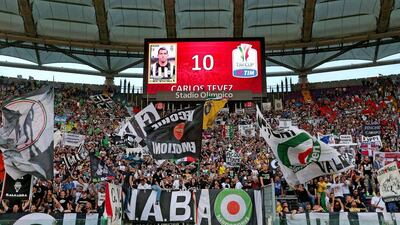 Juventus supporters shown before the Coppa Italia final against Lazio on Wednesday night. Alessandro di Meo / EPA