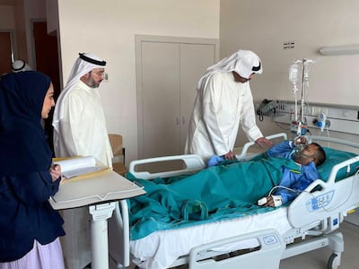 Kuwait's Defence Minister, Sheikh Abdullah Ali Abdullah Al Salem Al Sabah visited people injured in Iranian attacks. Photo: Kuwait Army