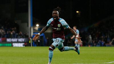 Burnley's Maxwel Cornet celebrates scoring their third goal. Reuters