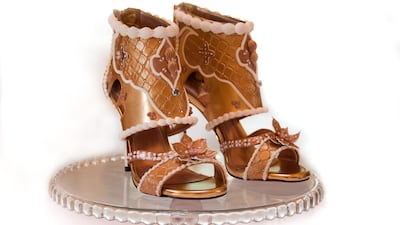 The shoes are studded with diamonds. Courtesy Raffles Dubai