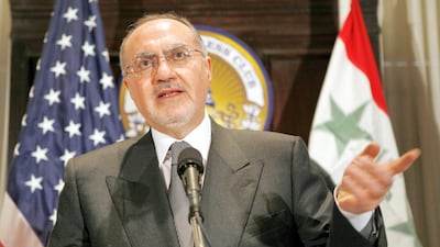 In this file photo, Ali Allawi speaks at a news conference promoting his book 'The Occupation of Iraq: Winning the War, Losing the Peace' in Washington, DC on Monday 09 April 2007. Matthew Cavanaugh / EPA