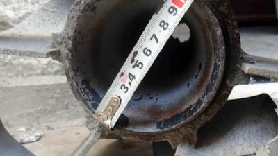 The size of the back of a rocket used in the alleged chemical attack. AFP