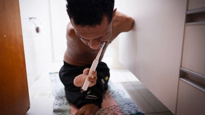 Gabriel starts his day of training early