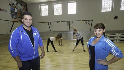 Lisa Scott-Lee and her husband Johnny Shentall-Lee at the Dubai Performing Arts Academy at Fitness First at the Lakes. Jaime Puebla / The National Newspaper