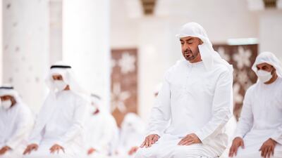 Sheikh Mohamed during the Eid Al Adha prayers.