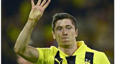 Dortmund striker Robert Lewandowski notched four goals against Real Madrid last month. John MacDougall / AFP