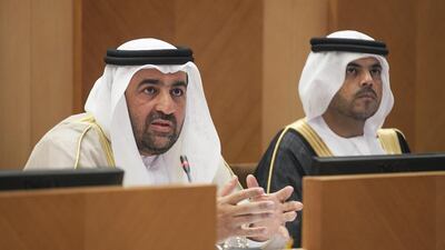 Dr Rashid bin Fahad, Minister of Environment and Water, at the Federal National Council. A debate on the inclusion of animal fodder in a law on food security led to a long, heated argument in a recent meeting. Mona Al Marzooqi / The National