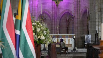 Mpho Tutu van Furth pays her respects to her father. AP