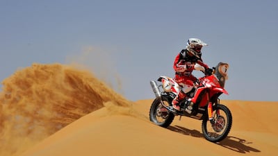 Sam Sunderland, the first Englishman in 15 years to win a stage at the Dakar Rally, knows how to deal with the dunes. Courtesy UAE Desert Championship
