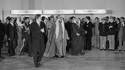 UAE Founding Father, the late Sheikh Zayed bin Sultan Al Nahyan, and Saudi Arabia's Crown Prince Fahd bin Abdulaziz Al Saud, at the first Opec summit in Algiers, 1975. Getty Images