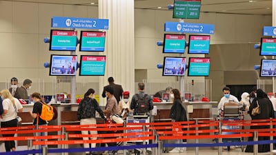 Check-in at Dubai International Airport. Disabled Emirates passenger Amna Raheel was told she would have to pay extra for her oxygen concentrator. AFP