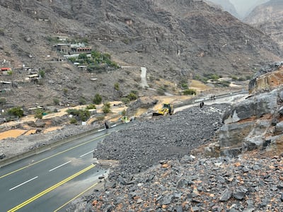 Clearance operations in progress following a rockslide at Jebel Jais mountain in Ras Al Khaimah on December 19, 2025. Photo: Mohammed Ali