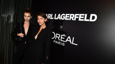 Meghan Roche and Georgia Fowler attend the Karl Lagerfeld x L'Oreal Paris launch on September 27, 2019. Getty Images