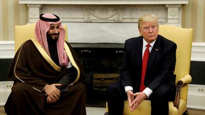 US president Donald Trump with Saudi deputy crown prince and minister of defence Mohammed bin Salman in Washington, in March. Kevin Lamarque / Reuters