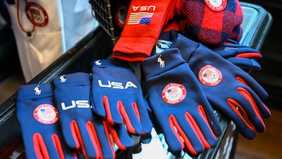Team USA Beijing Winter Olympics Olympic Village merchandise designed by Ralph Lauren is displayed in New York. Invision / AP