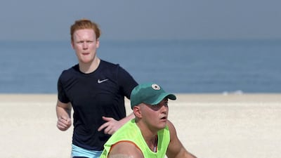 Will Hine takes part in the training session.