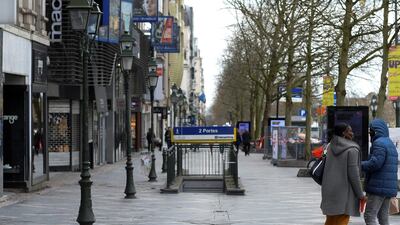 Quiet city streets in Brussels as people avoid public spaces due to the Covid-19 outbreak. Reuters