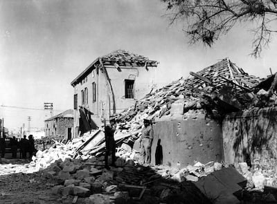 A destroyed police station in the Manshiah quarter, Jaffa, near where Aida Abboud grew up. AP