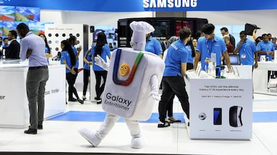 Above, the Samsung stand at the second Gitex Shopper of 2016 that kicked off on Saturday. Pawan Singh / The National