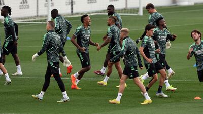 Real players during training in Valdebebas, on the outskirts of Madrid. AFP