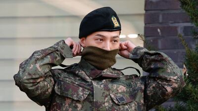 Leader of South Korean K-pop boyband Big Bang G-Dragon leaves after being discharged from army in Yongin, South Korea, October 26, 2019. REUTERS/Heo Ran