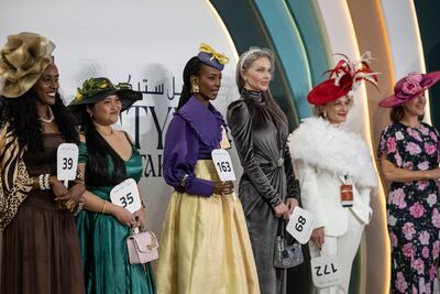 Best Dressed Lady finalists at the Dubai World Cup Style Stakes competition. Antonie Robertson / The National