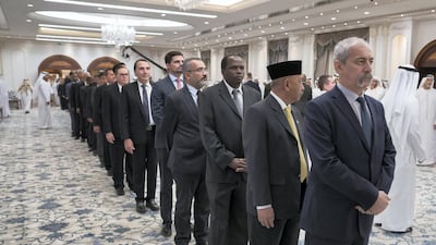 Adrian Macelaru, Ambassador of Romania to the UAE and other diplomats offer condolences to the UAE's Rulers and leaders on the death of Sheikha Hessa. Omar Al Askar for Crown Prince Court - Abu Dhabi
