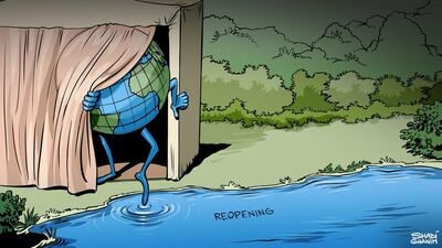 Our cartoonist Shadi Ghanim's take on the wariness with which the world is gradually emerging from the coronavirus lockdown