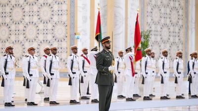 Members of the UAE Honour Guard participate in the official reception. Photo: UAE Presidential Court