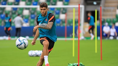 Chelsea's Christian Pulisic during a training session at Windsor Park in Belfast ahead of the Uefa Super Cup clash against Villarreal.