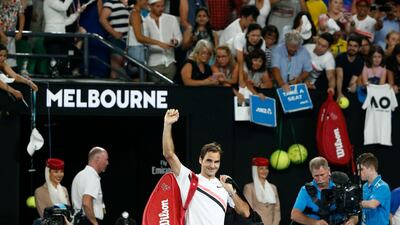 Roger Federer of Switzerland reacts as he leaves court after Chung Hyeon of South Korea retired from their Australian Open semi-final match. Thomas Peter / Reuters